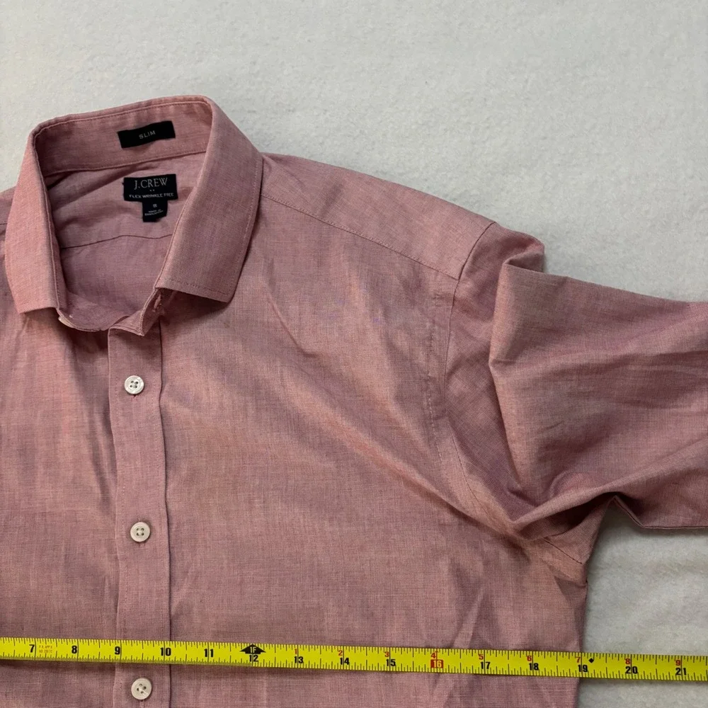 J.Crew Flex Wrinkle Free Slim Fit Shirt Mens Small Red White Micro Pattern
